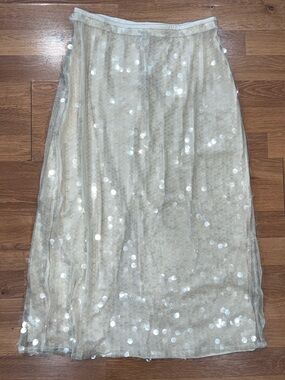 Old Navy Cream Sequin Maxi Skirt